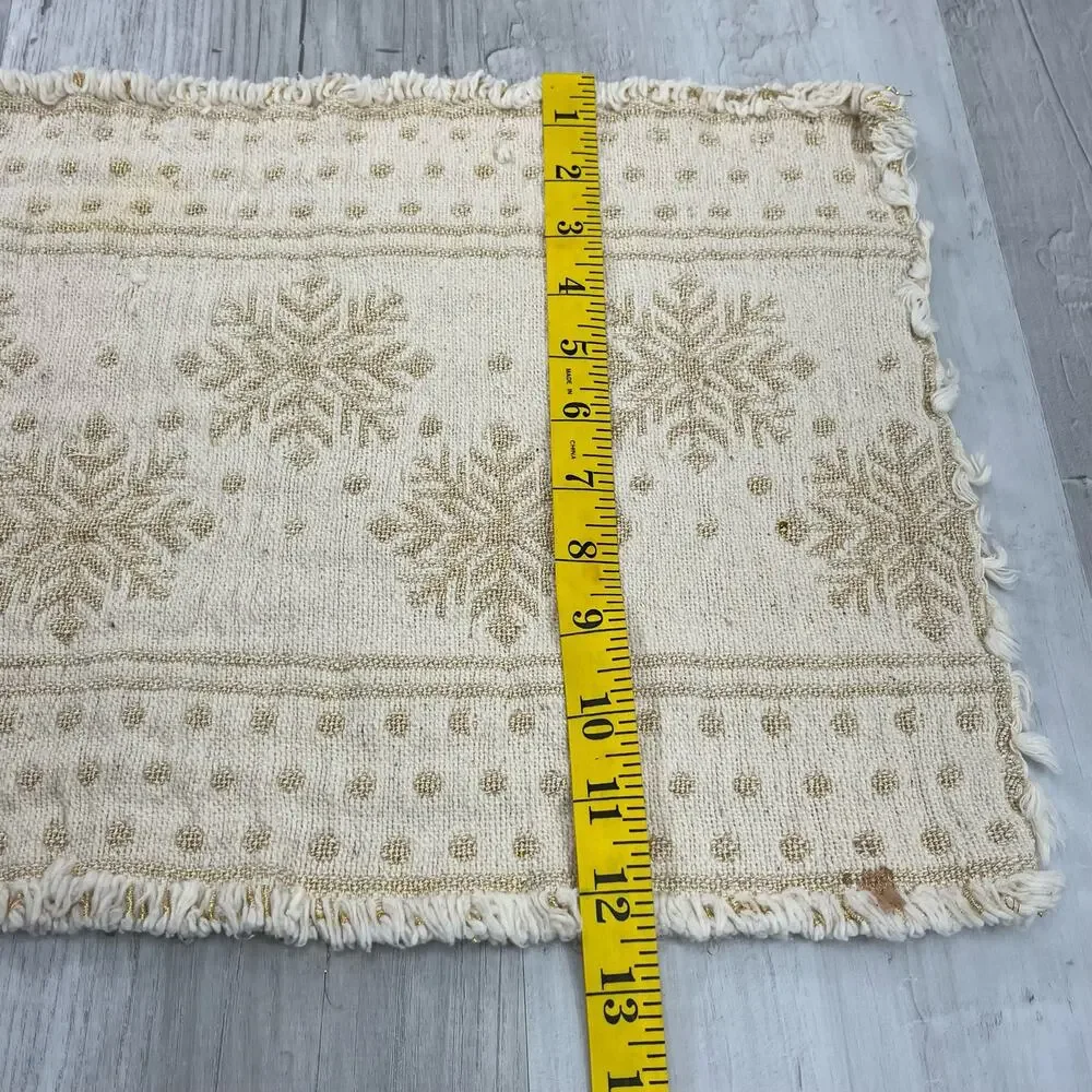 Set Of Six Cream Gold Snowflake Table Decor Holiday Winter Placemats